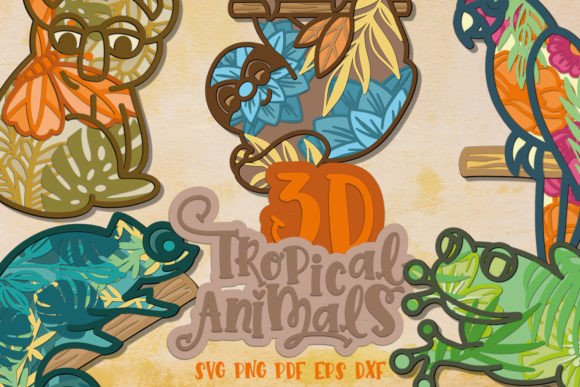 3D Animals Layered Tropical Bundle of 5