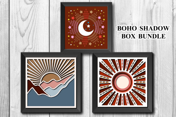 3D Boho Sun Moon Shadow Box Bundle