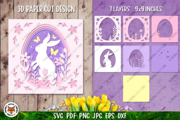 3D Bunny 3D Easter Bunny Shadow Box SVG – A Creative Solution for Paper Craft Enthusiasts