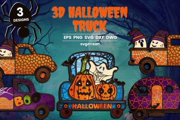 3D Halloween Truck SVG Bundle