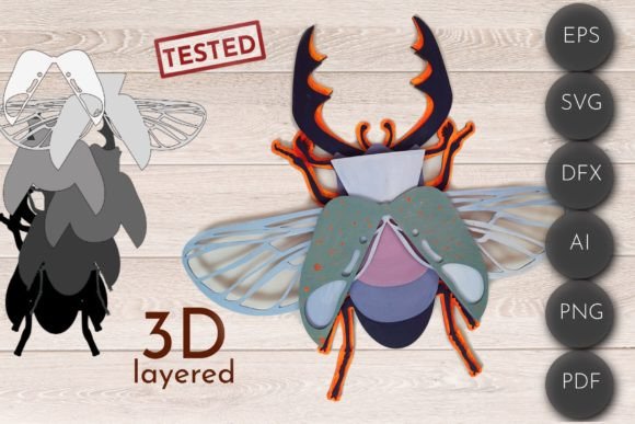 3D Layered Beetle SVG Insect Wall Art