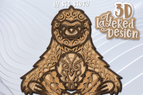 3D Layered Sloth Tropical Animal SVG – A Creative Cut File for Every Project