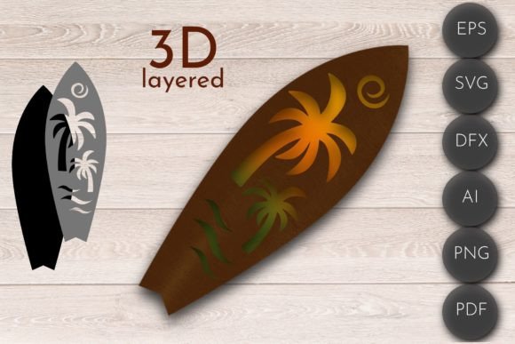 3D Layered SVG, Surf Laser Cut File Png: A Creative Powerhouse for Modern Makers