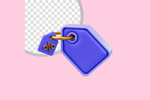 Cartoon Look Tag with Gold Ring Icon 3D