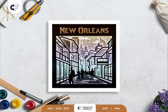 New Orleans, Louisiana 3D Shadow Box